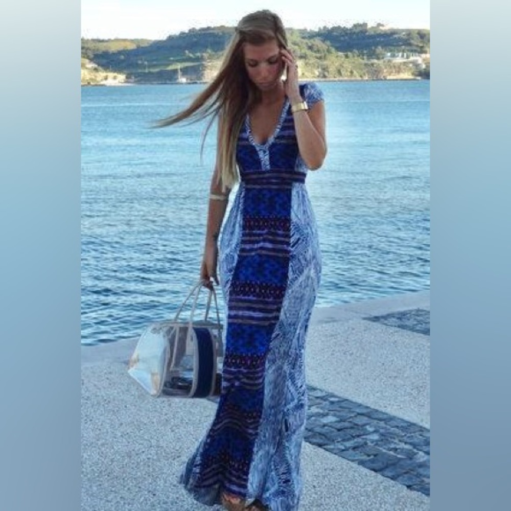 Zara Trafaluc Tie Waist Maxi Dress